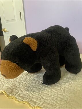 Plush Black and Brown Bear Stuffed Animal - medium size like new